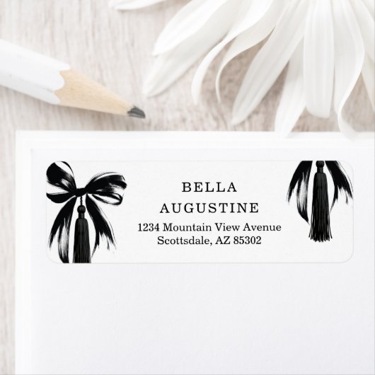 Coquette Bow & Tassel Graduation Return Address (Insitu)