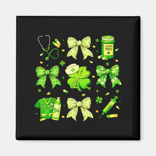 Coquette Bow Tie Nurse Funny For Girl Women St Pat Magnet (Vorne)