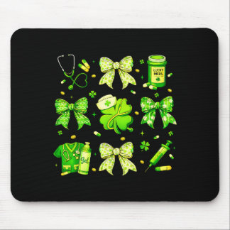 Coquette Bow Tie Nurse Funny For Girl Women St Pat Mousepad