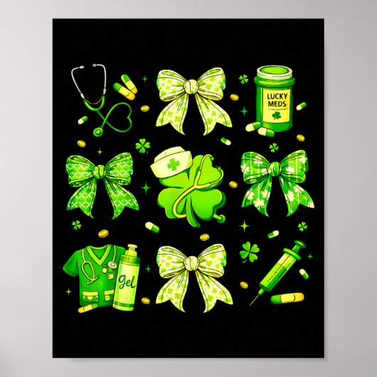 Coquette Bow Tie Nurse Funny For Girl Women St Pat Poster (Vorne)