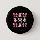 Coquette Bow Tree Cake Candy Cane Merry Christmas Button (Vorderseite)