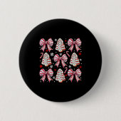 Coquette Bow Tree Cake Candy Cane Merry Christmas  Button (Vorderseite)