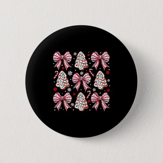 Coquette Bow Tree Cake Candy Cane Merry Christmas  Button (Vorderseite)