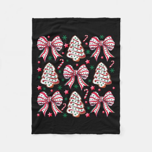 Coquette Bow Tree Cake Candy Cane Merry Christmas  Fleecedecke (Vorderseite)