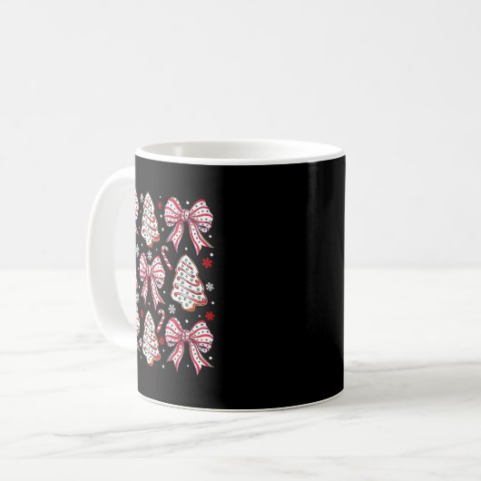 Coquette Bow Tree Cake Candy Cane Merry Christmas Kaffeetasse (Vorderseite Links)