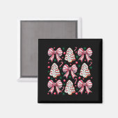 Coquette Bow Tree Cake Candy Cane Merry Christmas Magnet (Vorderseite/Rückseite)