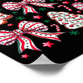 Coquette Bow Tree Cake Candy Cane Merry Christmas Poster (Ecke)