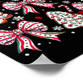 Coquette Bow Tree Cake Candy Cane Merry Christmas Poster (Ecke)