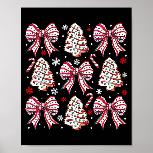 Coquette Bow Tree Cake Candy Cane Merry Christmas Poster (Vorne)