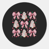 Coquette Bow Tree Cake Candy Cane Merry Christmas Runder Aufkleber (Vorderseite)