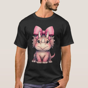 Coquette Bow Triceratops Dinosaurier Pink Ribbon M T-Shirt