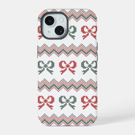 Coquette Bow Ugly Sweater Weihnachtsfeiertag iPhone 15 Hülle (Rückseite)