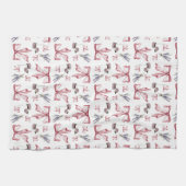 Coquette Bow und Blumendruck - Soft Pink Geschirrtuch (Horizontal)