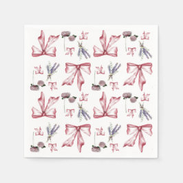 Coquette Bow und Blumendruck - Soft Pink Serviette