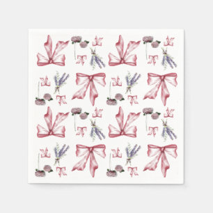 Coquette Bow und Blumendruck - Soft Pink Serviette