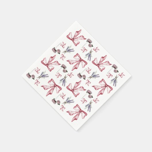 Coquette Bow und Blumendruck - Soft Pink Serviette (Ecke)