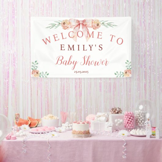 Coquette Bow und Florals Baby Dusche Banner (Party)