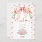 Coquette Bow und Florals Baby Dusche Dankeskarte (Vorderseite)