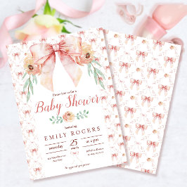 Coquette Bow und Florals Baby Dusche Einladung