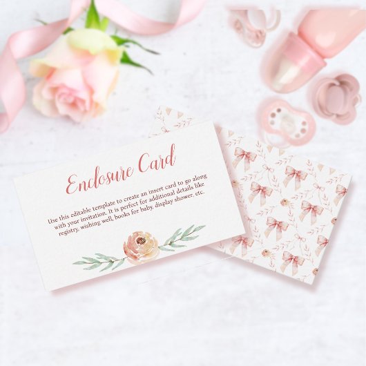 Coquette Bow und Florals Enclosure Card Mitteilungskarte