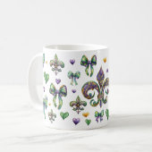 Coquette Bow und Mardi Gras Vibes Kaffeetasse (Vorderseite Links)