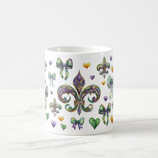 Coquette Bow und Mardi Gras Vibes Kaffeetasse (Mittel)