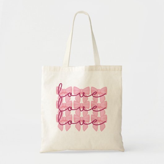 Coquette Bow Valentine's Day Tote Bag, Niedliches  Tragetasche (Vorne)