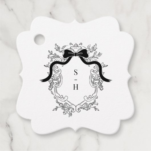 Coquette Bow Wappen Monogram French Wedding Geschenkanhänger (Vorderseite)