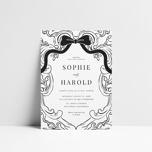 Coquette Bow Wappen Monogram Wedding Einladung
