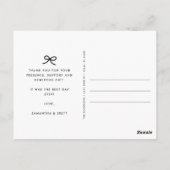 Coquette Bow Wedding Foto Vielen Dank Postkarte (Rückseite)