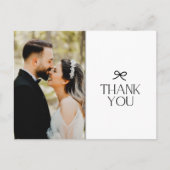 Coquette Bow Wedding Foto Vielen Dank Postkarte (Vorderseite)