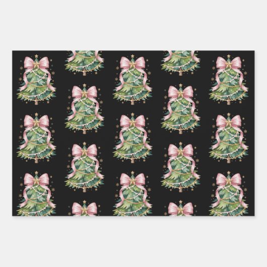Coquette Bow Weihnachtsbaum Holiday Giro Niedlich Geschenkpapier Set (Vorderseite)