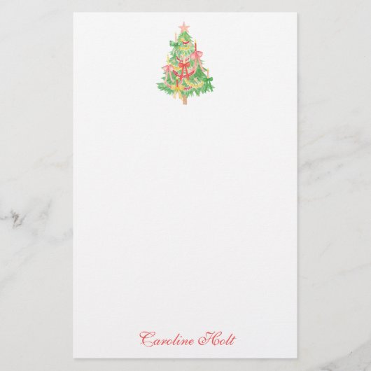 Coquette Bow Weihnachtsbaum personalisieren Briefpapier (Vorderseite)