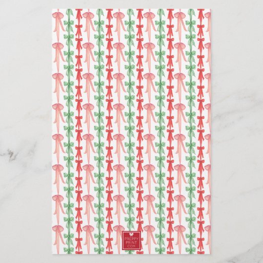 Coquette Bow Weihnachtsbaum personalisieren Briefpapier (Rückseite)