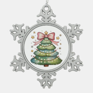 Coquette Bow Weihnachtsbaum Xmas Holiday Girl Schneeflocken Zinn-Ornament
