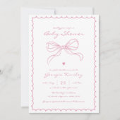 Coquette Bow Whimsy Frame Girl Babydusche Einladung (Vorderseite)