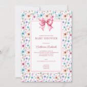 Coquette Bow Wildblume Girl Babydusche Einladung (Vorderseite)
