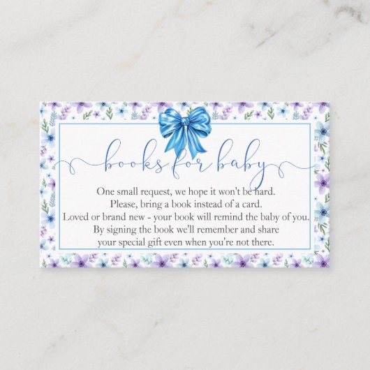 Coquette Bow Wildblumen Blue Book Request Card Begleitkarte (Vorderseite)