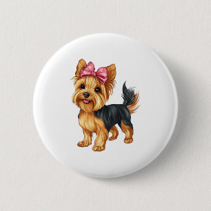 Coquette Bow Yorkshire Terrier Dog Yorkie Mama Mäd Button