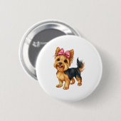 Coquette Bow Yorkshire Terrier Dog Yorkie Mama Mäd Button (Vorne & Hinten)