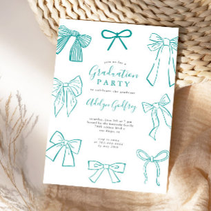 Coquette Bows Aquamarin Graduation Party Einladung