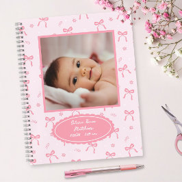 Coquette Bows & Blossoms Custom Baby Photo Album Notizblock