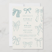 Coquette Bows Blue Wedding Einladung (Vorderseite)