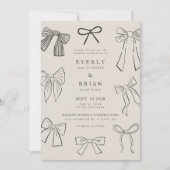 Coquette Bows Charcoal Wedding Einladung (Vorderseite)