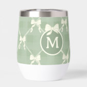 Coquette Bows Gingham Monogram Cream Sage Green (Rückseite)