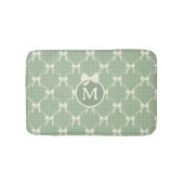 Coquette Bows Gingham Monogram Cream Sage Green Badematte (Vorderseite)