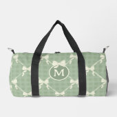 Coquette Bows Gingham Monogram Cream Sage Green Duffle Bag (Vorderseite)