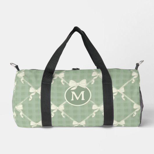 Coquette Bows Gingham Monogram Cream Sage Green  Duffle Bag (Vorderseite)