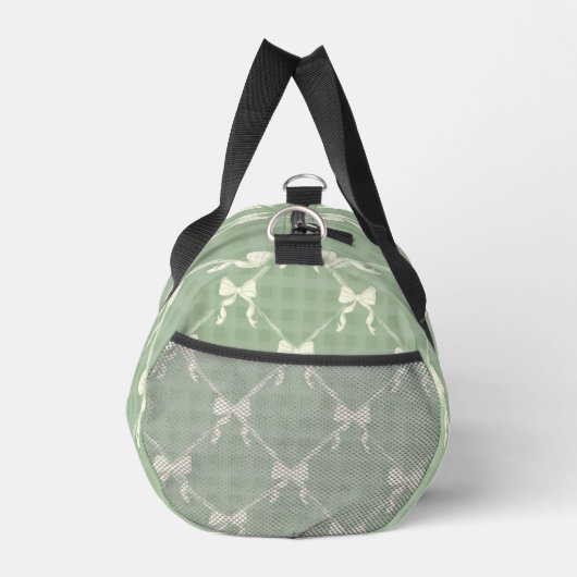 Coquette Bows Gingham Monogram Cream Sage Green  Duffle Bag (Rechts)