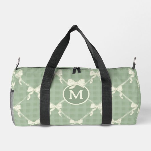 Coquette Bows Gingham Monogram Cream Sage Green  Duffle Bag (Rückseite)